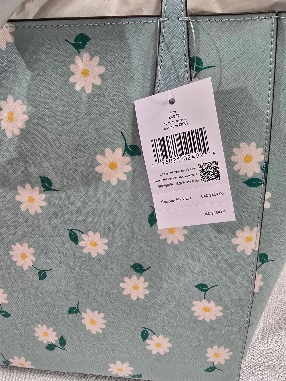 Kate Spade New York Dana Daisy Tote Aphrodite Green & Matching Large Wallet Set - Picture 6 of 14